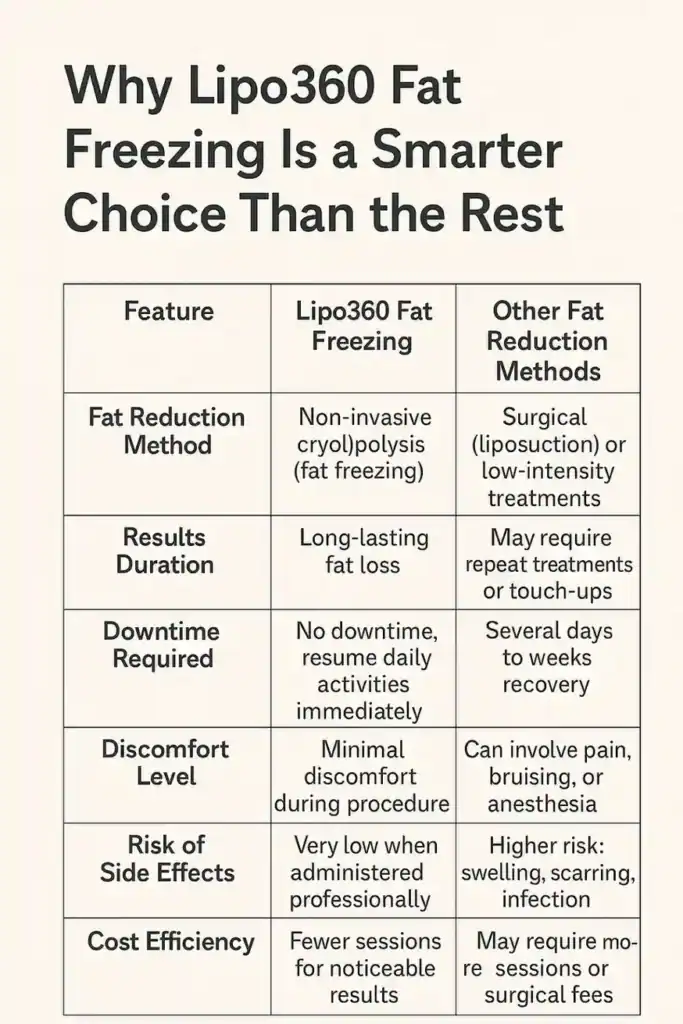 Is it possible to permanently freeze fat cells? 2 Table showing benefits of fat freezing to remove fat cells Paisley from Lipo 360
