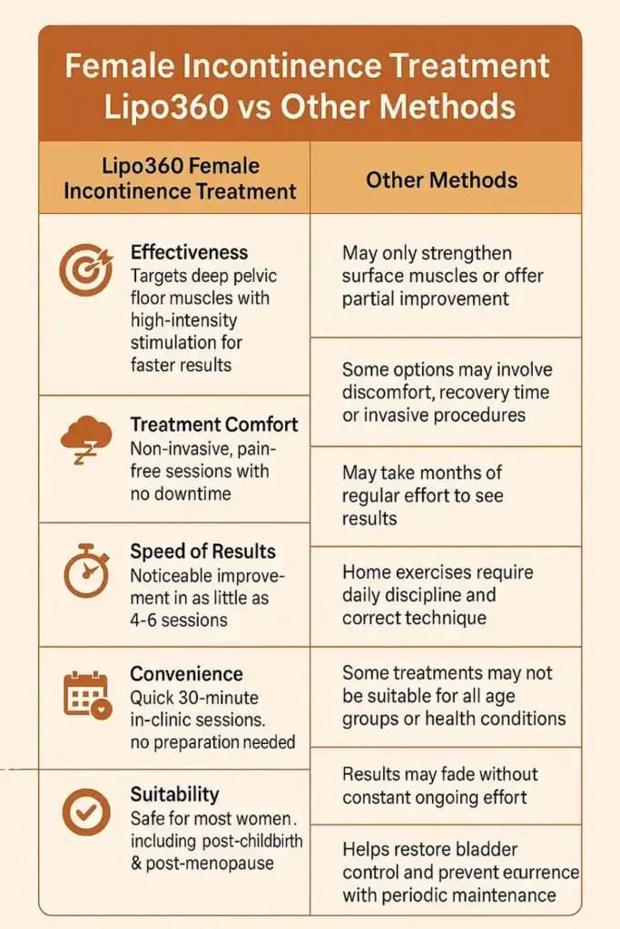 Comprehensive Guide To Female Incontinence Treatment Options 1 Table showing benefits of incontinence treatment Paisley