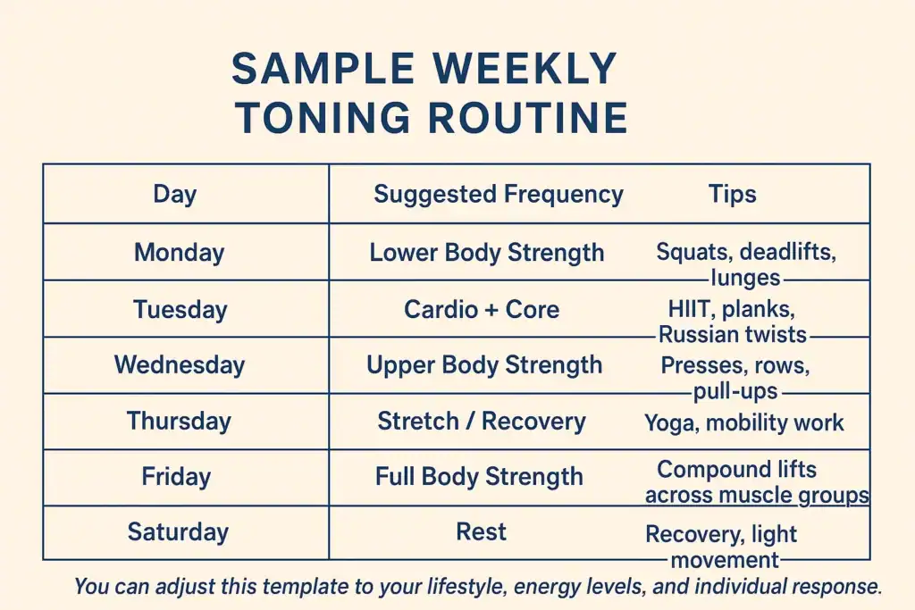 Achieving the Perfect Tone: How Often Should You Exercise for Results? 4 Weekly exercise Paisley plan graphic