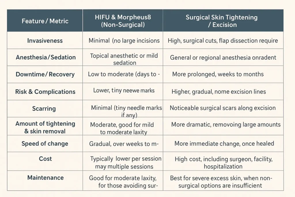 The Science of Skin Tightening 2 Table of skin tightening Paisley benefits compared to surgical options